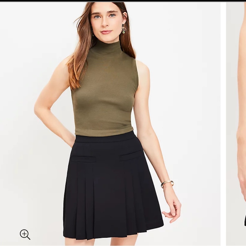 Loft Black Wool Pleated Skirt
